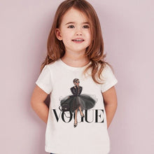 Load image into Gallery viewer, VOGUE Princess Print Girls Tshirt Harajuku Kawaii Fashion Girl Top Cartoon Casual Girl T Shirts Children Round Neck Short Sleeve
