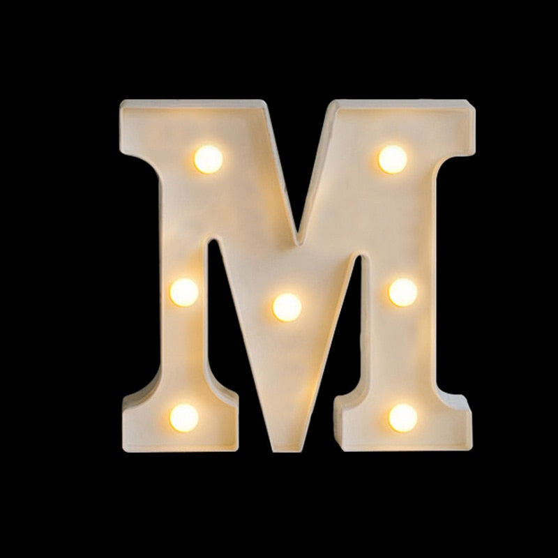 Luminous LED Letter Night Light Creative 26 English Alphabet Battery Lamp Romantic Wedding Party Decoration Christmas Gift 16cm