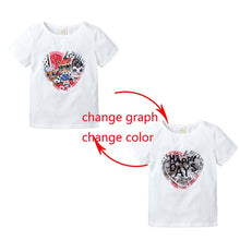 Load image into Gallery viewer, Summer Girls T-Shirts Clothing 1pcs Magic Sequin Change graph Elsa And Anna Cotton Children Casual Fashion T Shirt Kids Tops Tee
