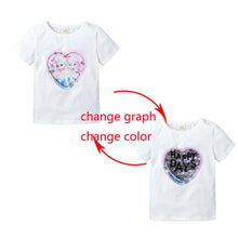 Load image into Gallery viewer, Summer Girls T-Shirts Clothing 1pcs Magic Sequin Change graph Elsa And Anna Cotton Children Casual Fashion T Shirt Kids Tops Tee
