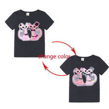 Load image into Gallery viewer, Summer Girls T-Shirts Clothing 1pcs Magic Sequin Change graph Elsa And Anna Cotton Children Casual Fashion T Shirt Kids Tops Tee
