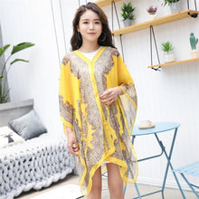 Load image into Gallery viewer, Boho Batwing Sleeve Chiffon Blouse Women Casual Floral Print Loose Kimono Shirts Big Size Beach Tunic Tops Peplum Blusa Robe
