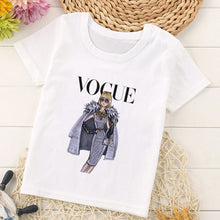 Load image into Gallery viewer, VOGUE Princess Print Girls Tshirt Harajuku Kawaii Fashion Girl Top Cartoon Casual Girl T Shirts Children Round Neck Short Sleeve
