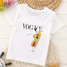 Load image into Gallery viewer, VOGUE Princess Print Girls Tshirt Harajuku Kawaii Fashion Girl Top Cartoon Casual Girl T Shirts Children Round Neck Short Sleeve
