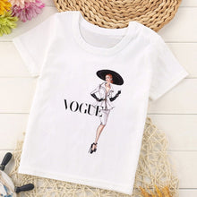 Load image into Gallery viewer, VOGUE Princess Print Girls Tshirt Harajuku Kawaii Fashion Girl Top Cartoon Casual Girl T Shirts Children Round Neck Short Sleeve
