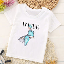 Load image into Gallery viewer, VOGUE Princess Print Girls Tshirt Harajuku Kawaii Fashion Girl Top Cartoon Casual Girl T Shirts Children Round Neck Short Sleeve
