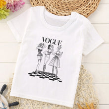 Load image into Gallery viewer, VOGUE Princess Print Girls Tshirt Harajuku Kawaii Fashion Girl Top Cartoon Casual Girl T Shirts Children Round Neck Short Sleeve
