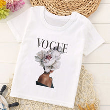 Load image into Gallery viewer, VOGUE Princess Print Girls Tshirt Harajuku Kawaii Fashion Girl Top Cartoon Casual Girl T Shirts Children Round Neck Short Sleeve
