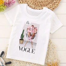 Load image into Gallery viewer, VOGUE Princess Print Girls Tshirt Harajuku Kawaii Fashion Girl Top Cartoon Casual Girl T Shirts Children Round Neck Short Sleeve
