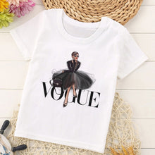 Load image into Gallery viewer, VOGUE Princess Print Girls Tshirt Harajuku Kawaii Fashion Girl Top Cartoon Casual Girl T Shirts Children Round Neck Short Sleeve
