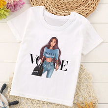 Load image into Gallery viewer, VOGUE Princess Print Girls Tshirt Harajuku Kawaii Fashion Girl Top Cartoon Casual Girl T Shirts Children Round Neck Short Sleeve
