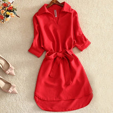 Load image into Gallery viewer, Fashion Summer Long Shirt Blouse Women Solid Red Chiffon Tops For Women Ladies Tunic Blusas Chemisier Roupa Feminina 2021
