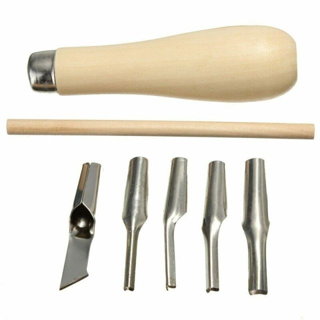 Durable Lino Block Cutting Rubber Stamp Carving Tools With 5 Blade Bits For Print Making DIY Sculpture Necessary Tool Handicraft