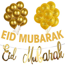 Load image into Gallery viewer, Gold Ramadan Kareem Decoration Eid Mubarak Banner and Balloons Eid Ramadan Party Favor Eid al-fitr Ramadan Mubarak Decor
