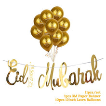 Load image into Gallery viewer, Gold Ramadan Kareem Decoration Eid Mubarak Banner and Balloons Eid Ramadan Party Favor Eid al-fitr Ramadan Mubarak Decor
