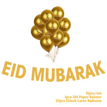 Load image into Gallery viewer, Gold Ramadan Kareem Decoration Eid Mubarak Banner and Balloons Eid Ramadan Party Favor Eid al-fitr Ramadan Mubarak Decor
