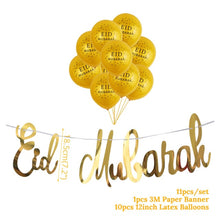 Load image into Gallery viewer, Gold Ramadan Kareem Decoration Eid Mubarak Banner and Balloons Eid Ramadan Party Favor Eid al-fitr Ramadan Mubarak Decor
