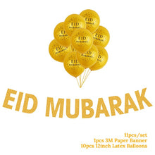 Load image into Gallery viewer, Gold Ramadan Kareem Decoration Eid Mubarak Banner and Balloons Eid Ramadan Party Favor Eid al-fitr Ramadan Mubarak Decor
