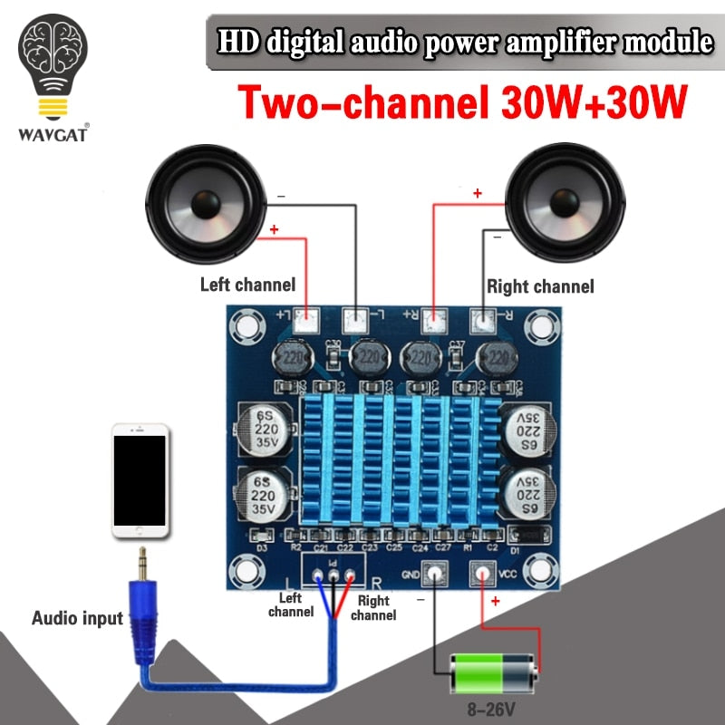 official TPA3110 XH-A232 30W+30W 2.0 Channel Digital Stereo Audio Power Amplifier Board DC 8-26V 3A C6-001