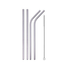 Load image into Gallery viewer, UPORS Reusable Drinking Straw 304 Stainless Steel Straws Straight Bent Metal Straw with Cleaner Brush Pouch Wholesale
