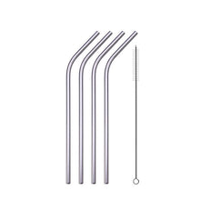 Load image into Gallery viewer, UPORS Reusable Drinking Straw 304 Stainless Steel Straws Straight Bent Metal Straw with Cleaner Brush Pouch Wholesale
