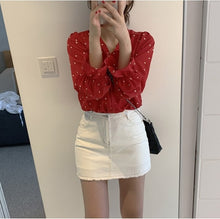 Load image into Gallery viewer, Spring Women Chiffon Shirt Korean Fashion Long Sleeve White Shirts Women Streetwear Office Blouse Elegant Lady Heart Print Tops
