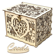 Load image into Gallery viewer, Wedding Card Boxes Wooden Box Wedding Supplies DIY Couple Deer Bird Flower Pattern Grid Business Card Wooden Box
