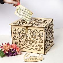 Load image into Gallery viewer, Wedding Card Boxes Wooden Box Wedding Supplies DIY Couple Deer Bird Flower Pattern Grid Business Card Wooden Box
