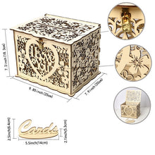 Load image into Gallery viewer, Wedding Card Boxes Wooden Box Wedding Supplies DIY Couple Deer Bird Flower Pattern Grid Business Card Wooden Box
