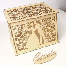 Load image into Gallery viewer, Wedding Card Boxes Wooden Box Wedding Supplies DIY Couple Deer Bird Flower Pattern Grid Business Card Wooden Box
