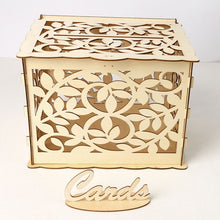 Load image into Gallery viewer, Wedding Card Boxes Wooden Box Wedding Supplies DIY Couple Deer Bird Flower Pattern Grid Business Card Wooden Box
