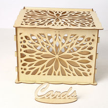 Load image into Gallery viewer, Wedding Card Boxes Wooden Box Wedding Supplies DIY Couple Deer Bird Flower Pattern Grid Business Card Wooden Box
