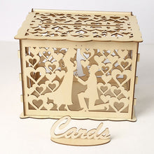 Load image into Gallery viewer, Wedding Card Boxes Wooden Box Wedding Supplies DIY Couple Deer Bird Flower Pattern Grid Business Card Wooden Box
