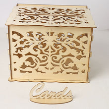 Load image into Gallery viewer, Wedding Card Boxes Wooden Box Wedding Supplies DIY Couple Deer Bird Flower Pattern Grid Business Card Wooden Box
