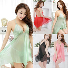 Load image into Gallery viewer, Sexy Women Slik Nightgown Stain Sleepwear Sleep Dress V Neck Strappy Solid Nightwear Night Dress Female Clothes
