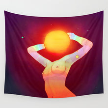 Load image into Gallery viewer, Bohemian Sun Moon Tapestry Wall Hanging Psychedelic Art Tapestries Wall Cloth Psychedelic Women Yoga Carpet Boho Decor
