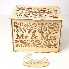 Load image into Gallery viewer, Wedding Card Boxes Wooden Box Wedding Supplies DIY Couple Deer Bird Flower Pattern Grid Business Card Wooden Box
