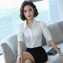 Load image into Gallery viewer, Korean Fashion Women Shirts Office Lady Cotton Blouse Blusas Mujer De Moda 2019 Women Blouses Elegant Women Shirt Plus Size 5XL
