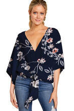 Load image into Gallery viewer, Summer Elegant Office Blouse Women Clothes V-neck 3/4 Sleeve Floral Print Streetwear Shirts Womens And Blouses Plus Size Tops
