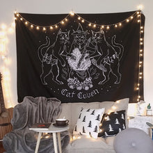 Load image into Gallery viewer, Cat Witchcraft Tapestry Wall Hanging Tapestries Mysterious Divination Baphomet Occult Home Wall Black Cool Decor Cat Coven
