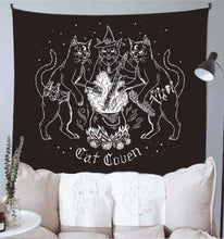 Load image into Gallery viewer, Cat Witchcraft Tapestry Wall Hanging Tapestries Mysterious Divination Baphomet Occult Home Wall Black Cool Decor Cat Coven
