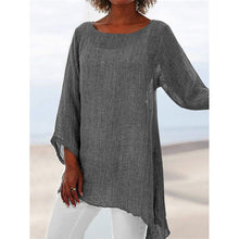 Load image into Gallery viewer, Cotton Soft Solid Blouse Summer Loose Plus Size Shirt O-Neck Long Sleeve Womens Tops and Blouses Anomalistic Casual Women Tunic
