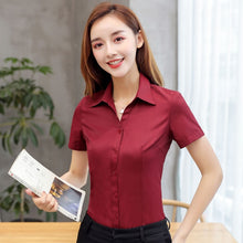 Load image into Gallery viewer, Womens Tops and Blouses Cotton Women Shirts Solid Women Blouses Short Sleeve White Plus Size XXXL/4XL Blusas Femininas Elegante
