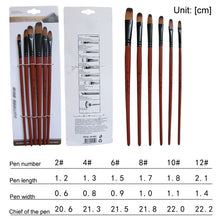 Load image into Gallery viewer, Art Model Paint Nylon Hair Acrylic Oil Watercolour Drawing Art Supplies Brown 6 Pcs Painting Craft Artist Paint Brushes Set
