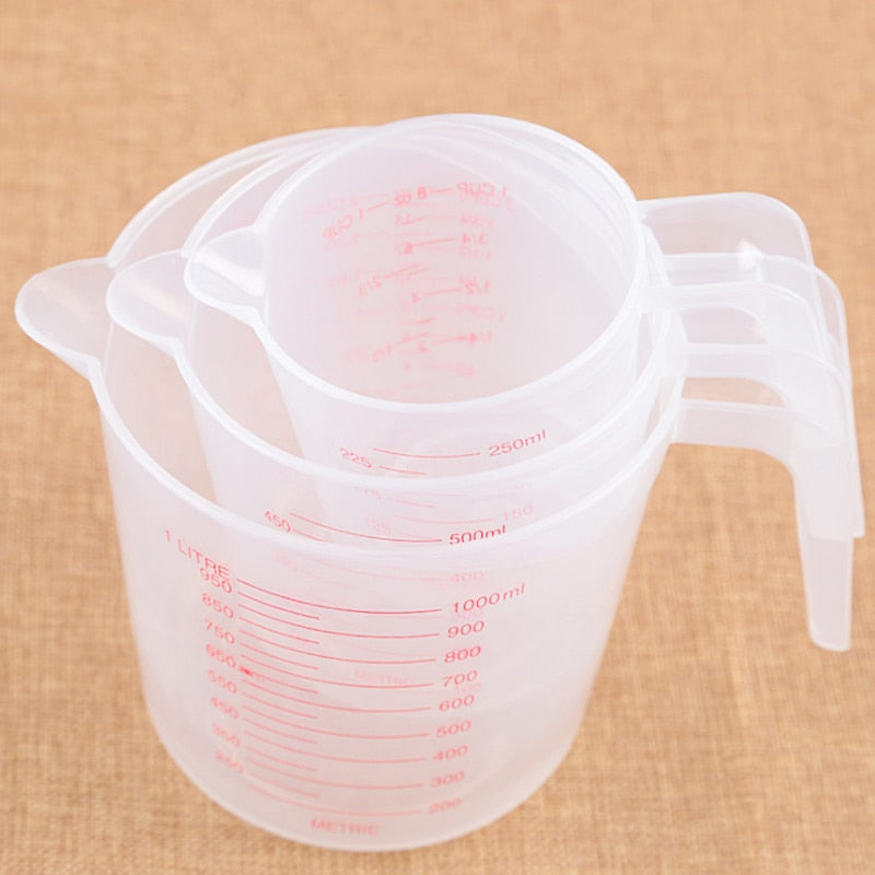 250/500/1000ml Plastic Transparent Measuring Cup Jug Pour Spout Surface Kitchen Supplies Accessories For Caking Baking Tools