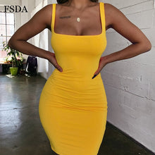 Load image into Gallery viewer, FSDA Square Neck Sleeveless Bodycon Mini Dress Basic Women Summer Black Backless Party Sexy Yellow Clubwear 2020 Dresses
