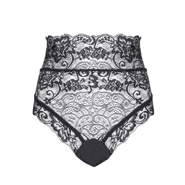 Women Ladies Sexy See-through High Waist Hollow out Lace Lingerie G-String Panties Thong Briefs Knickers Plus Size