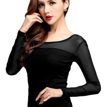 Load image into Gallery viewer, Tops Womens Blouse Shirt Black White Sexy Long Casual Long Sleeve Lace Blusas Under Shirts Elastic Tops and Blouses Women New
