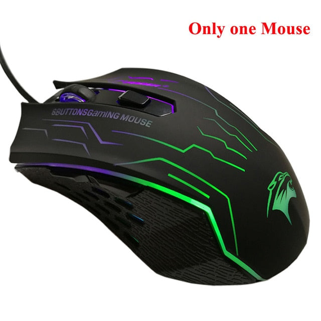 FORKA Silent Click USB Wired Gaming Mouse 6 Buttons 3200DPI Mute Optical Computer Mouse Gamer Mice for PC Laptop Notebook Game