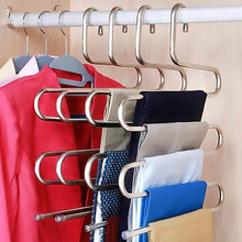 Load image into Gallery viewer, Multi-functional S-type trouser rack stainless steel multi-layer trouser rack traceless adult trouser hanger
